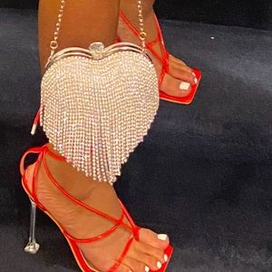 Heart-Shaped Rhinestone Mini crossbody purse